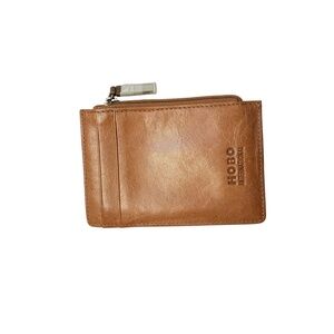 Hobo brown leather ID card holder mini wallet